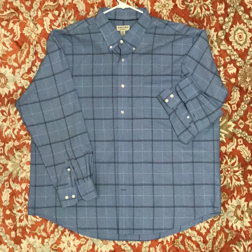 St. John’s Bay blue button up shirt.
